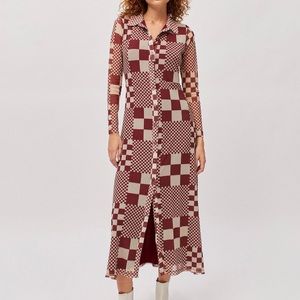Urban Outfitters Katherine Mesh Midi Shirt Dress